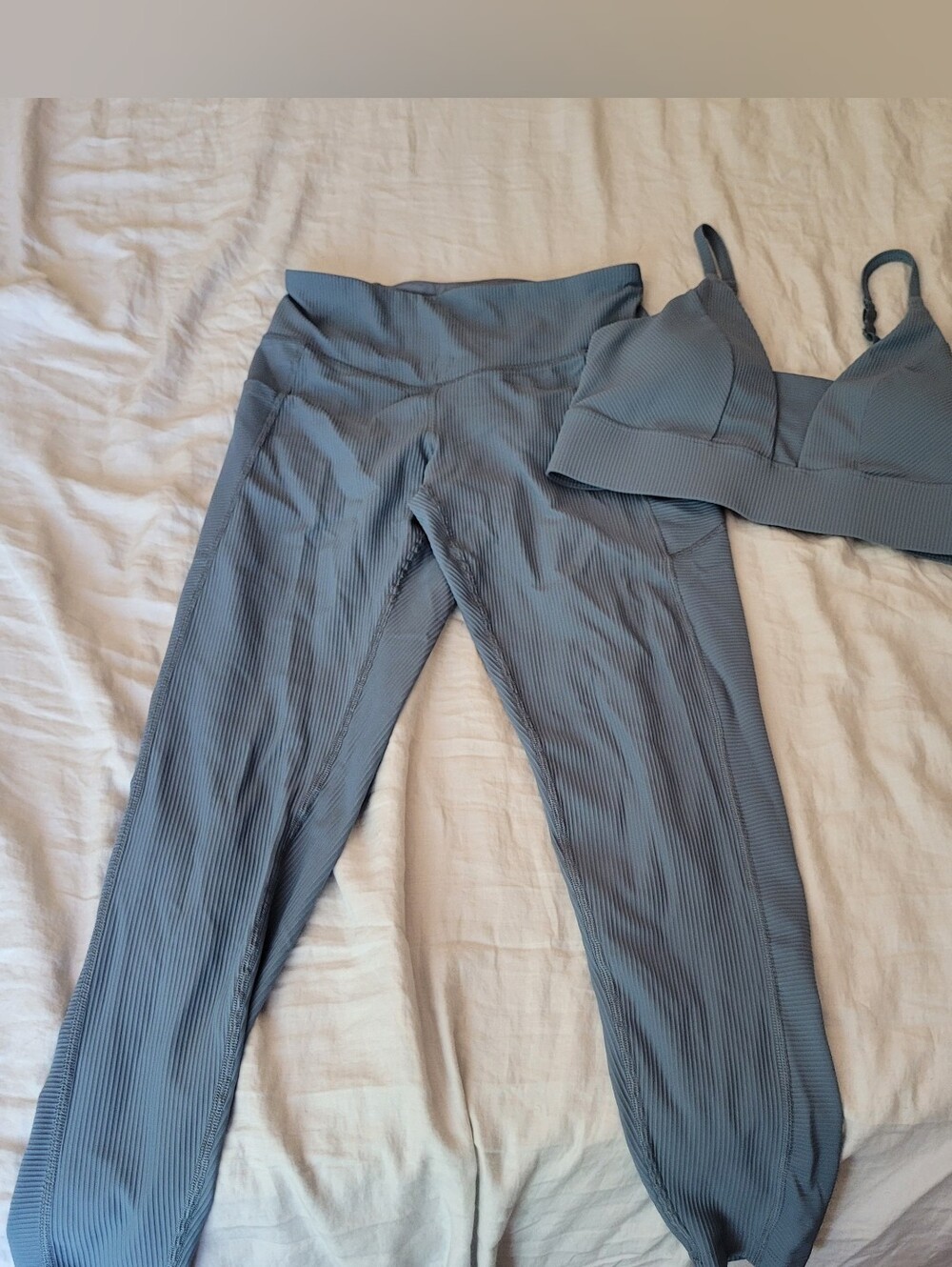 Old Navy Ribbed High-Waist Legging & Bralette Set - Slate Blue